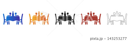 Dining table icon set for restaurant and catering 143253277