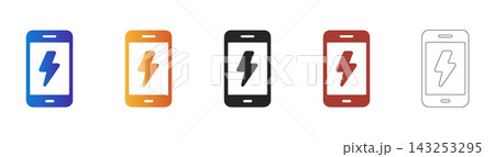 Fast mobile phone icon with electric lightning bolt 143253295