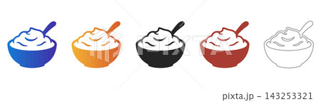 Bowl of mashed potatoes icon set Bowl of mashed potatoes icon set 143253321