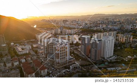 Ulaanbaatar City Skyline Aerial View at Sunset, Mongolia Ulaanbaatar City Skyline Aerial View at Sunset, Mongolia 143253510