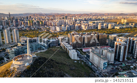 Ulaanbaatar City Skyline Aerial View at Sunset, Mongolia Ulaanbaatar City Skyline Aerial View at Sunset, Mongolia 143253511