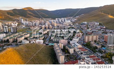 Ulaanbaatar City Skyline Aerial View at Sunset, Mongolia Ulaanbaatar City Skyline Aerial View at Sunset, Mongolia 143253514