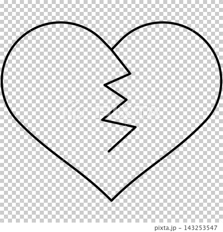 Line art style icon illustration of a broken heart symbol isolated on transparent background. Minimalist thin line design element clip art for heartbreak UI. Line art style icon illustration of a broken heart symbol isolated on transparent background. Minimalist thin line design element clip art for heartbreak UI. 143253547