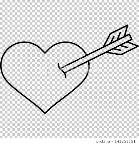 Line art style icon illustration of a heart pierced by an arrow isolated on transparent background. Minimalist thin line design element clip art for Cupid love UI. Line art style icon illustration of a heart pierced by an arrow isolated on transparent background. Minimalist thin line design element clip art for Cupid love UI. 143253551
