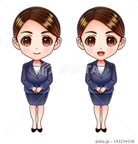 スーツを着た女性の全身イラスト 143254156