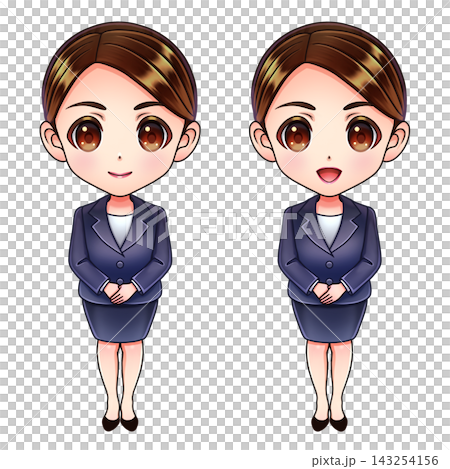 スーツを着た女性の全身イラスト 143254156