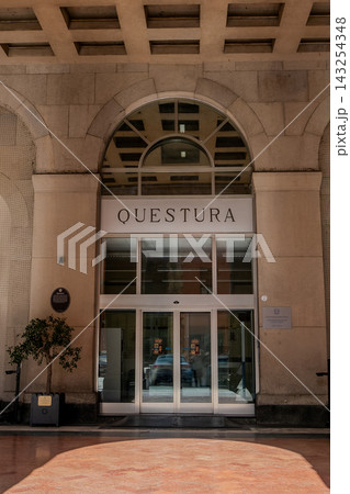 Questura di Bologna main entrance building facade in Italy Questura di Bologna main entrance building facade in Italy 143254348