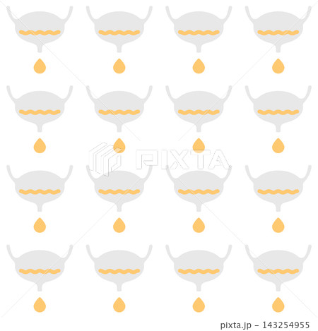 Urine drop dripping from bladder. Pattern background for urinary incontinence, uti and cystitis. Medical vector illustration. Urine drop dripping from bladder. Pattern background for urinary incontinence, uti and cystitis. Medical vector illustration. 143254955