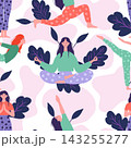 Yoga Meditation Woman Seamless Pattern Vector 143255277