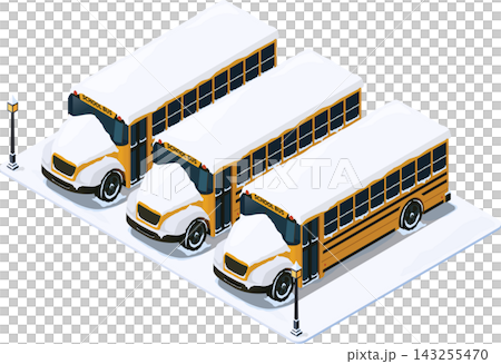 Snowbound school busses in winter Snowbound school busses in winter 143255470