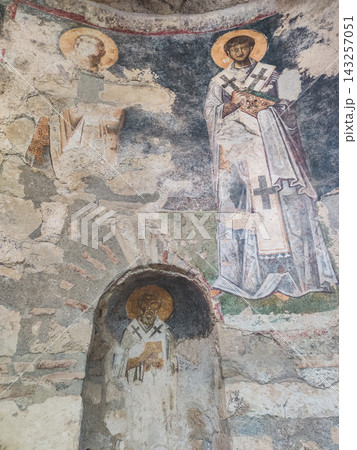 Ancient Byzantine frescoes of saints in the Church of St Nicholas Myra Turkey Ancient Byzantine frescoes of saints in the Church of St Nicholas Myra Turkey 143257051