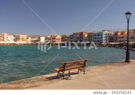 Title EN: Chania Venetian Harbor waterfront with colorful buildings, Crete, Greece Title EN: Chania Venetian Harbor waterfront with colorful buildings, Crete, Greece 143258141