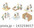 多様な人に配慮した避難所の防災イラスト6点セット 143258657