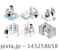 多様な人に配慮した避難所の防災イラスト6点セット 143258658