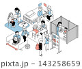 多様な人が安心して過ごせる避難所の風景イラスト 143258659