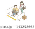 車いすが通れる通路を確保した避難所のイラスト 143258662
