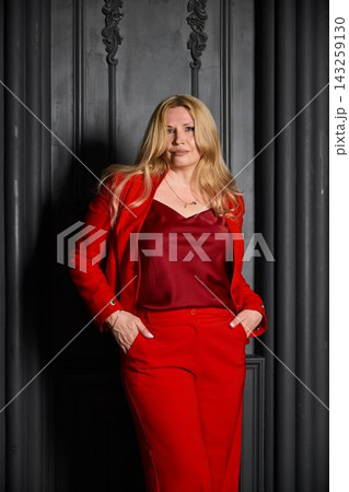 Powerful businesswoman embodying strength and authority in image Powerful businesswoman embodying strength and authority in image 143259130