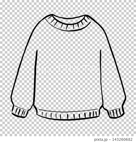シンプルな手書き線画 正面から見たセーターのイラスト シンプルな手書き線画 正面から見たセーターのイラスト 143260682