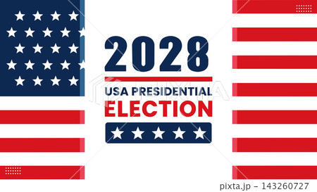 2028 USA Presidential Election Banner with American Flag Stars and Stripes 2028 USA Presidential Election Banner with American Flag Stars and Stripes 143260727
