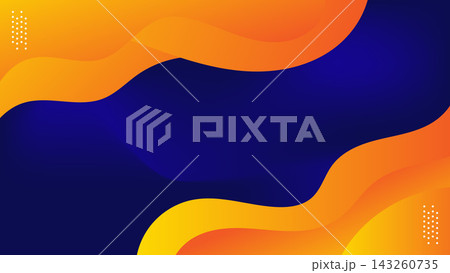 Abstract dark blue banner background with orange and yellow gradient waves, flowing curves, and layered shapes.Vector illustration. Abstract dark blue banner background with orange and yellow gradient waves, flowing curves, and layered shapes.Vector illustration. 143260735