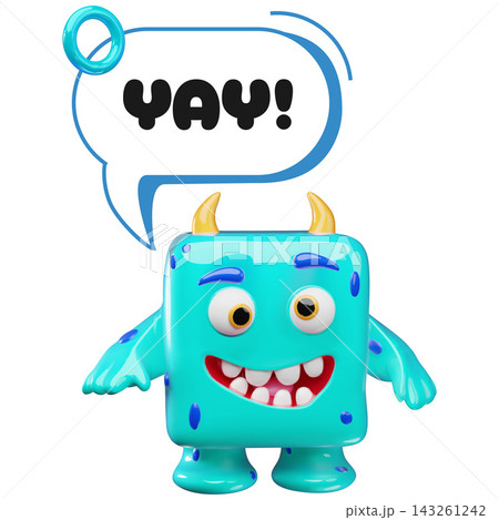 Glossy 3D monster character speech bubble yay vector element Glossy 3D monster character speech bubble yay vector element 143261242