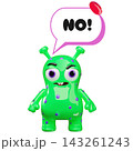 Glossy 3D alien no speech bubble cartoon vector element 143261243
