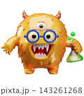 Cartoon monster cyclops with glasses and flask vector element 143261268