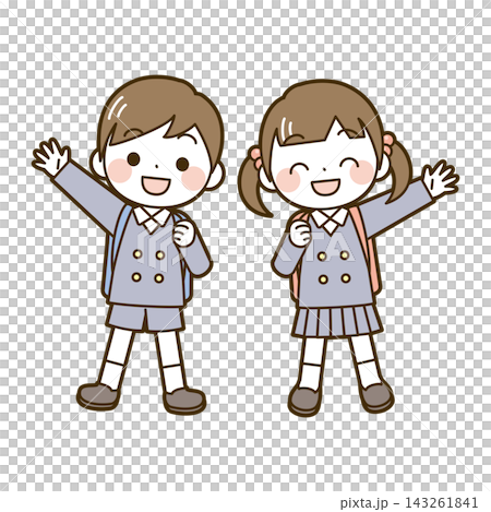 手を繋ぐ小学生2人 手を繋ぐ小学生2人 143261841