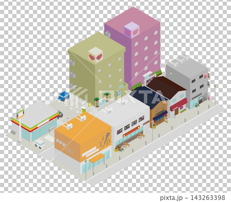 Streetscape elements inspired by an isometric entertainment district. Streetscape elements inspired by an isometric entertainment district. 143263398