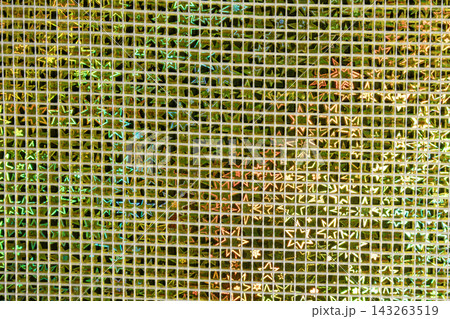 Reflective metallic square mosaic with iridescent light diffraction pattern Reflective metallic square mosaic with iridescent light diffraction pattern 143263519