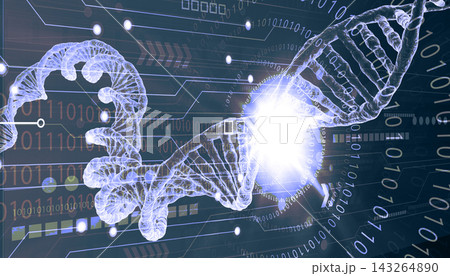 DNA strand on technology background DNA strand on technology background 143264890