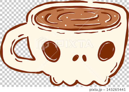 Spooky Cafe Halloween Coffee Skull Mug Hand drawn Spooky Cafe Halloween Coffee Skull Mug Hand drawn 143265441