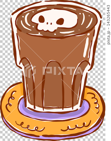 Spooky Cafe Halloween Coffee Latte Skull Hand Drawn Doodle Spooky Cafe Halloween Coffee Latte Skull Hand Drawn Doodle 143265443