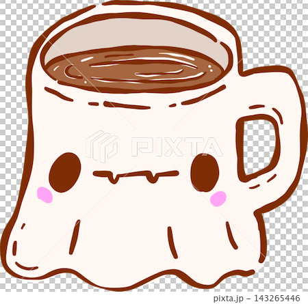 Spooky Cafe Halloween Coffee Ghost Mug Hand Drawn 143265446