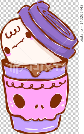Spooky Cafe Halloween Coffee Ghost Takeaway Cup Hand Drawn Spooky Cafe Halloween Coffee Ghost Takeaway Cup Hand Drawn 143265448