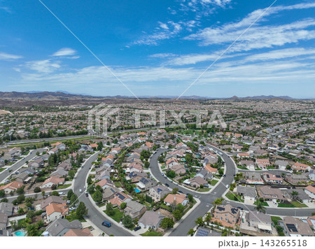 Aerial View of construction communities in Winchester, Inland Empire region of Riverside County, California, USA 143265518
