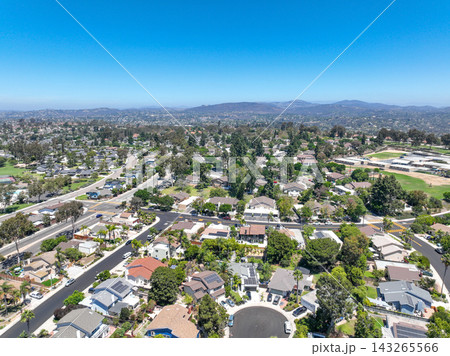 Aerial view of houses in Cardiff, community in the incorporated city of Encinitas in San Diego County, California Aerial view of houses in Cardiff, community in the incorporated city of Encinitas in San Diego County, California 143265566