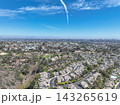 Aerial view of San Diego, Linda Vista neighborhood with houses and street 143265619