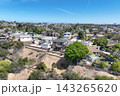 Aerial view of San Diego, Linda Vista neighborhood with houses and street 143265620