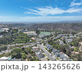 Aerial view of San Diego, Linda Vista neighborhood with houses and street 143265626