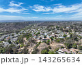 Aerial view of San Diego, Linda Vista neighborhood with houses and street 143265634