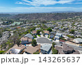 Aerial view of San Diego, Linda Vista neighborhood with houses and street 143265637