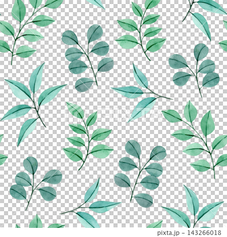 Cute pattern with watercolor eucalyptus leaves. Seamless print. Cute pattern with watercolor eucalyptus leaves. Seamless print. 143266018