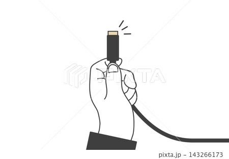 USBケーブルを持つ手のシンプルなイラスト2 USBケーブルを持つ手のシンプルなイラスト2 143266173