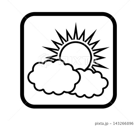 枠有り雲と太陽のシンプル天気アイコン 枠有り雲と太陽のシンプル天気アイコン 143266896