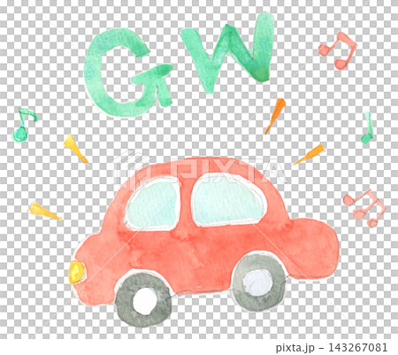 ゴールデンウィークに出かける車の水彩イラスト ゴールデンウィークに出かける車の水彩イラスト 143267081