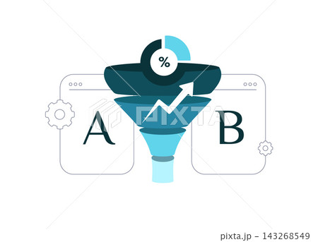 Conversion rate optimization for A/B testing, sales funnel improvement and landing page performance. Website testing, user experience and analytics for higher conversions, vector illustration Conversion rate optimization for A/B testing, sales funnel improvement and landing page performance. Website testing, user experience and analytics for higher conversions, vector illustration 143268549
