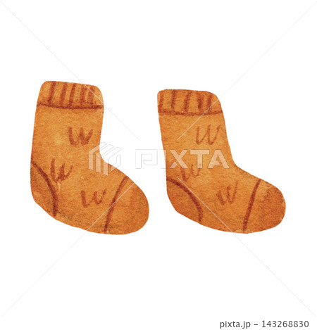 Hand Painted Watercolor Cozy Autumn Socks Clipart Hand Painted Watercolor Cozy Autumn Socks Clipart 143268830