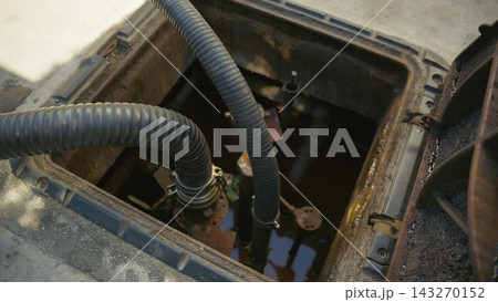 Airport fuel tank refueling pipe due to fuel crisis shortage 143270152