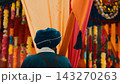Indian religious festival Vaisakhi celebration with traditional symbol flags 143270263